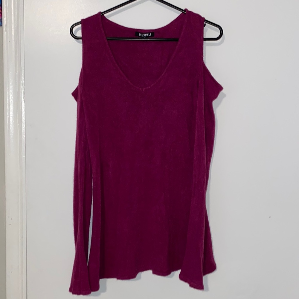 Roz & Ali Cutout Shoulder Bell Sleeve Sweater